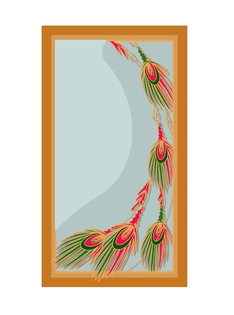 Vector mirror in art deco style art nouveau style vertical mirror with peacock feathers