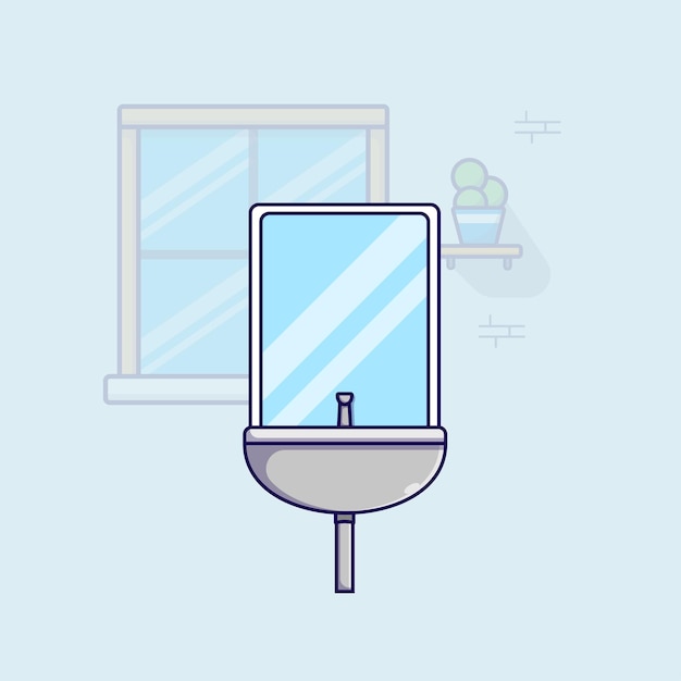 mirror on bathroom illustration vector icon isolated