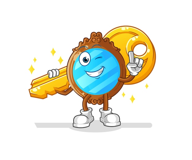 mirror carry the key mascot. cartoon vector