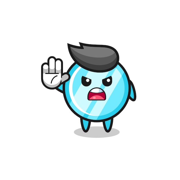 Mirror character doing stop gesture , cute design