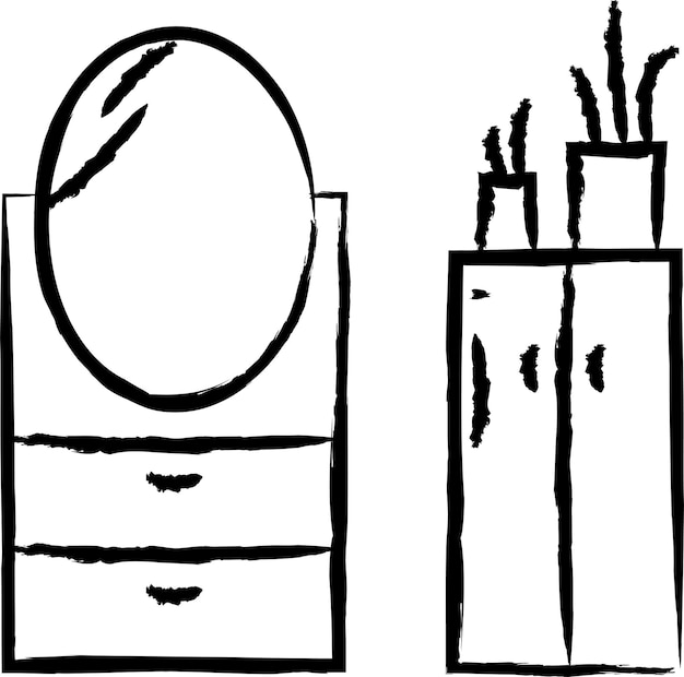 Mirror storage hand drawn vector illustration
