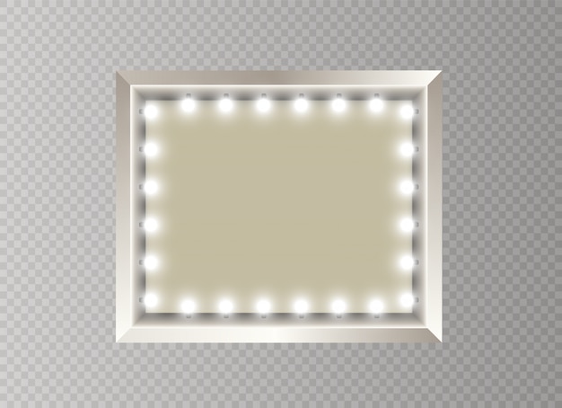 Mirror with light fame. rectangle.