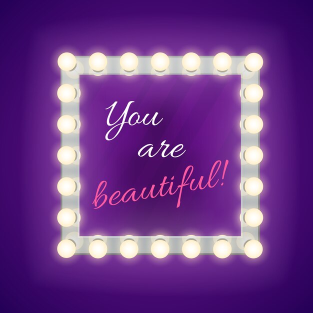 Vector mirror with you are beautiful inscription