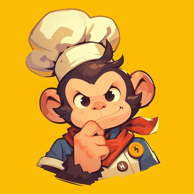 A mischievous monkey chef cartoon style