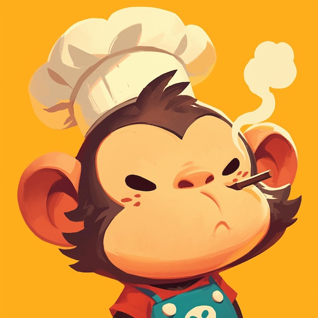 A mischievous monkey chef cartoon style