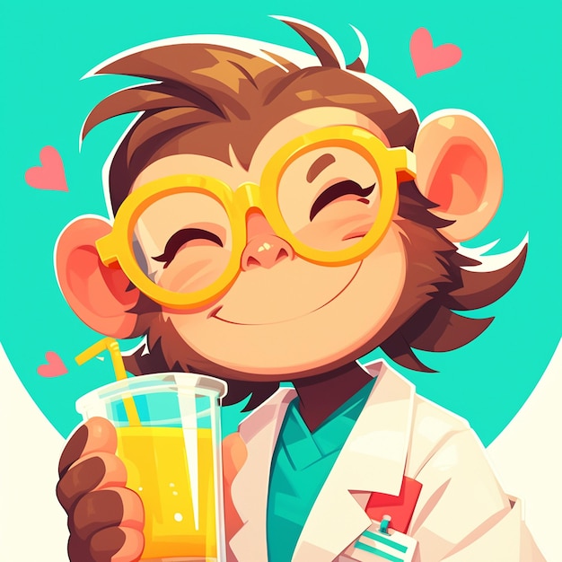 A mischievous monkey doctor cartoon style