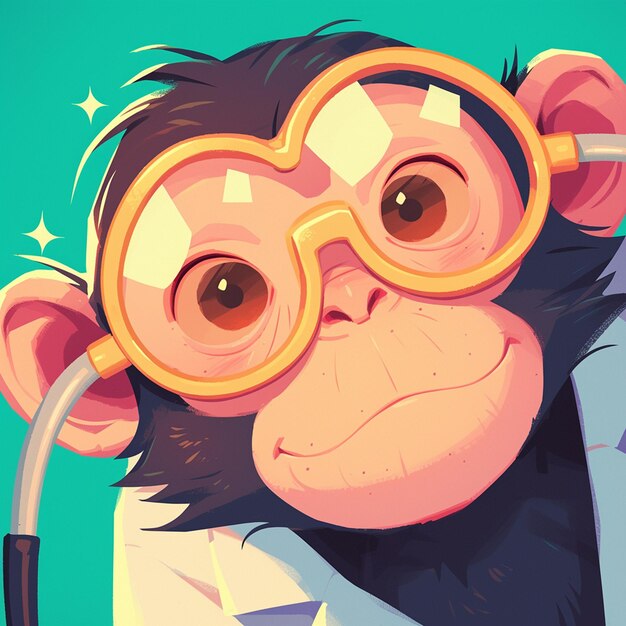 A mischievous monkey doctor cartoon style