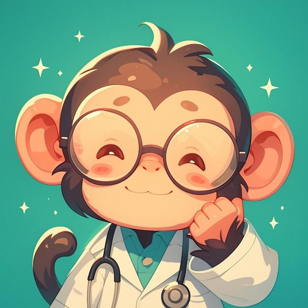 A mischievous monkey doctor cartoon style