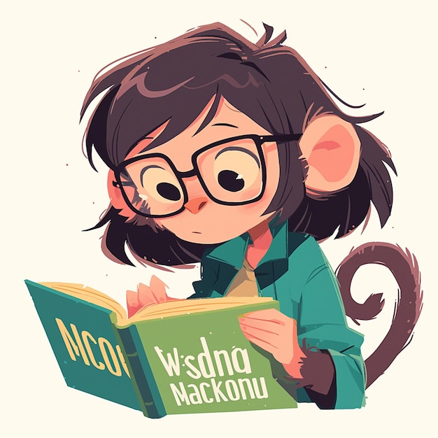 A mischievous monkey teacher cartoon style