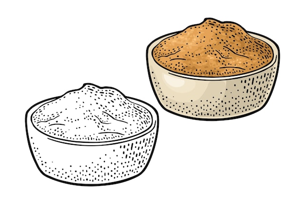 ベクトル 味噌ベクトル カラー ビンテージ彫刻イラストと白い背景に分離されたメニュー ポスター ラベルの手書きレタリング