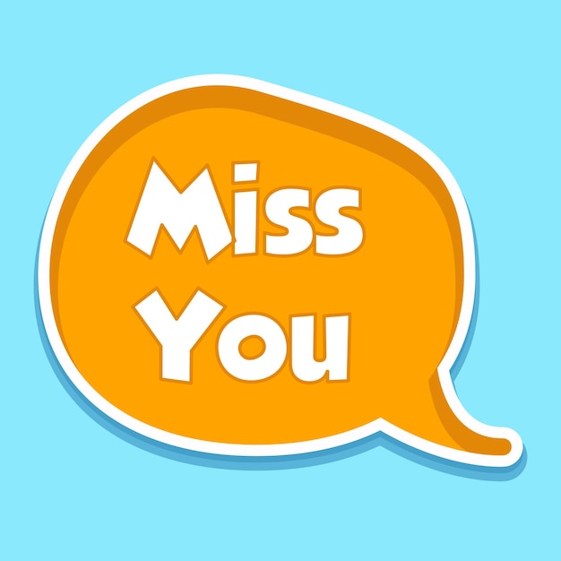 Vettore miss you messages sticker design lettering sticker messaggi tipografici badge di chat