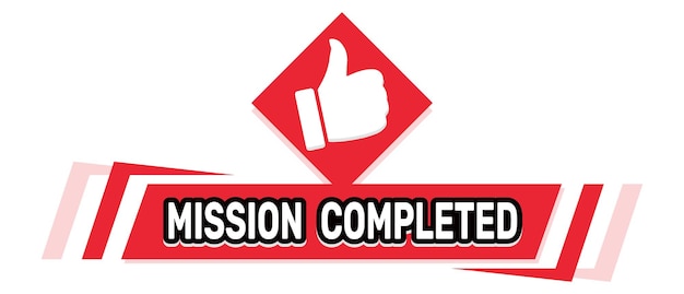 Missie voltooid logo winnaar Vector Illustratie ontwerp