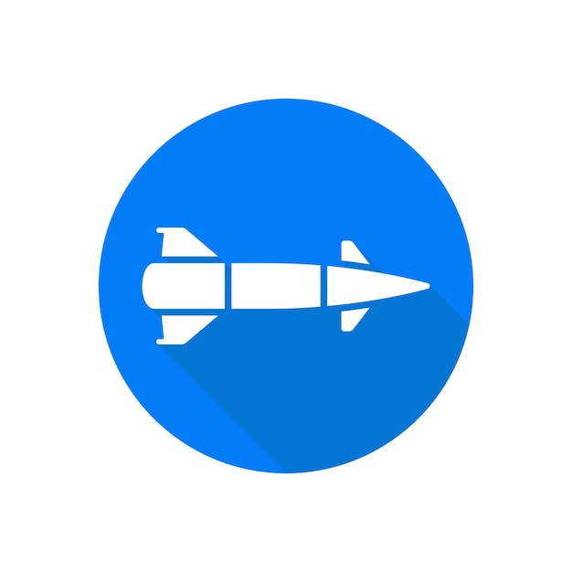 Missile flat style vector icon Combat rocket weapon illustration