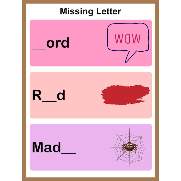 Vector missing letter activity worksheet for kids page 15