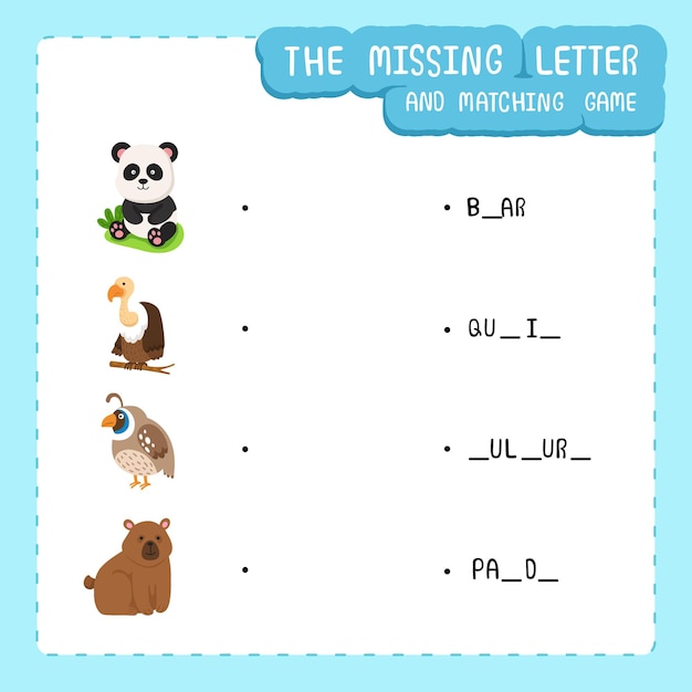 The missing letter and matching game