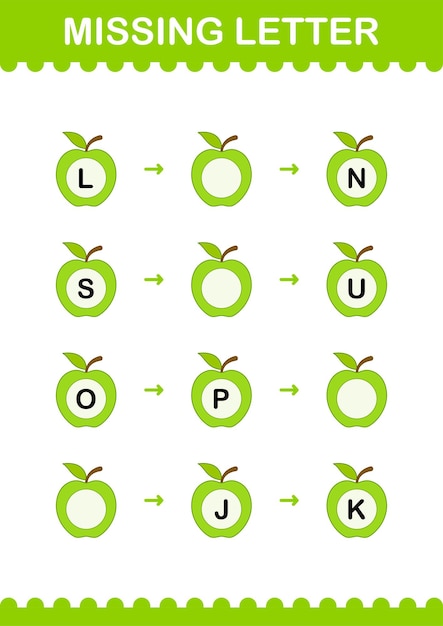 Missing letter with Apple Worksheet for kids