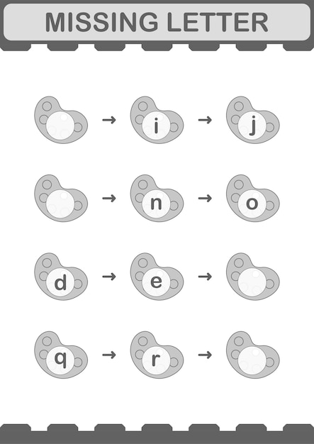 Lettera mancante con foglio di lavoro art palette per bambini