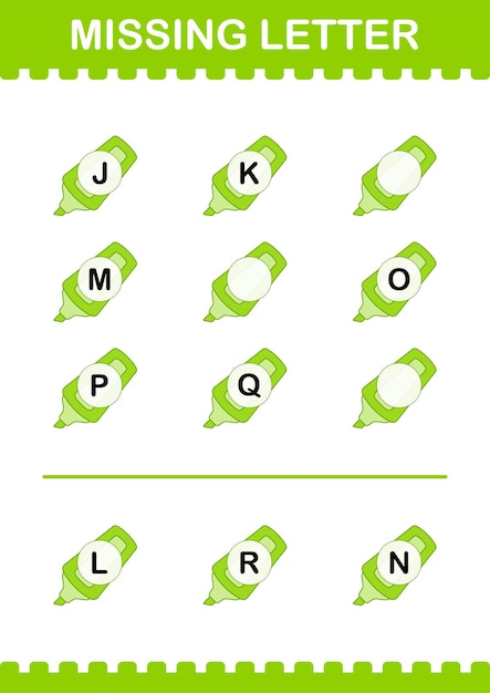 Missing letter with Marker Worksheet for kids