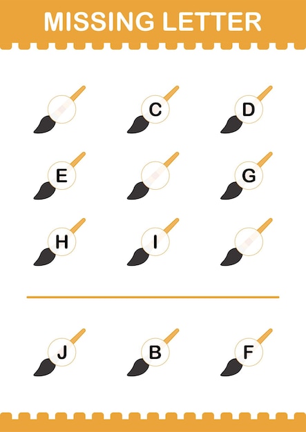 子供のための絵筆ワークシートで行方不明の手紙