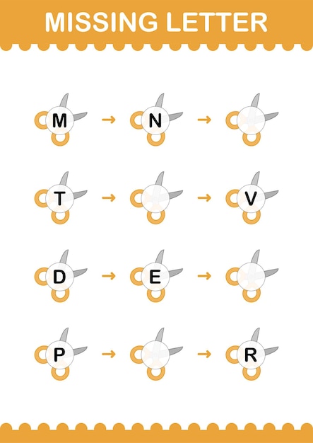 Missing letter with Scissor Worksheet for kids