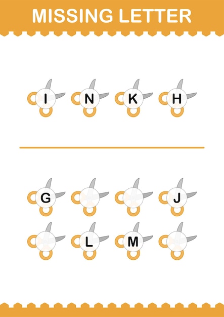 Пропущенное письмо с рабочим листом с ножницами для детей