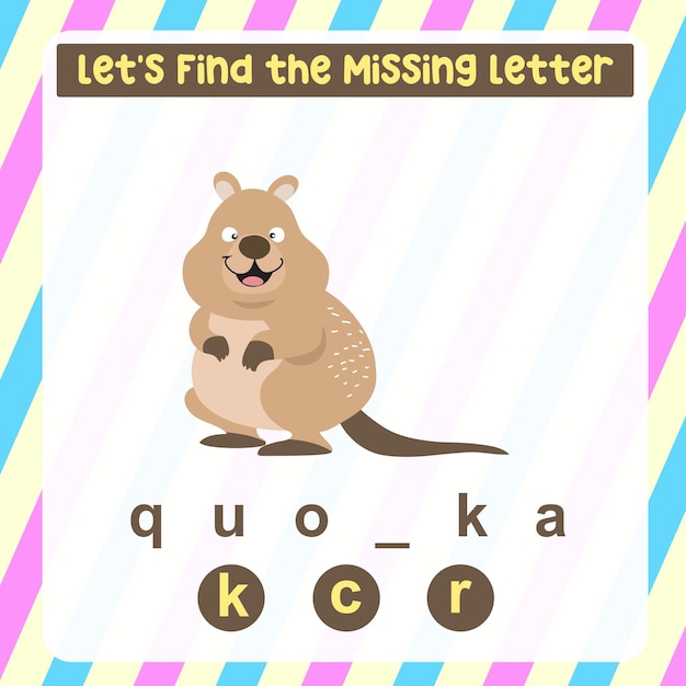 Missing letter worksheet. Complete the letters for animal names in English. Writing practice.