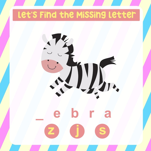 Missing letter worksheet. Complete the letters for animal names in English. Writing practice.