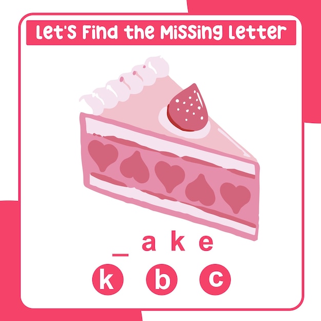 Missing letter worksheet. Complete the letters for valentine things in English. Writing practice.