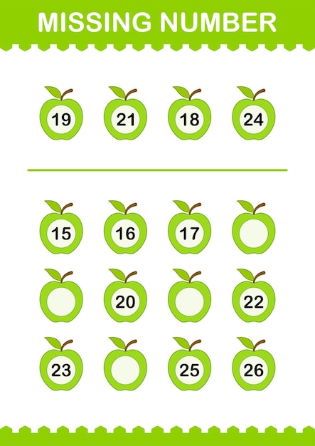 Missing number with Apple Worksheet for kids