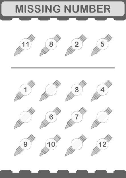 Missing number with Crayon Worksheet for kids