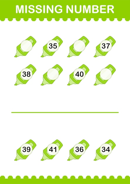 Missing number with marker worksheet for kids