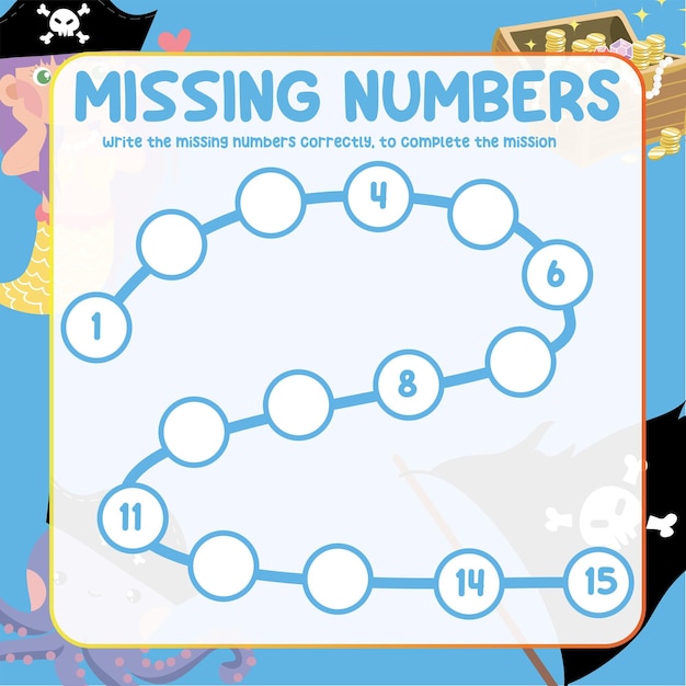 Vector missing numbers. write the answer correctly. educational printable math worksheet. counting practice