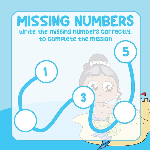 Missing numbers. Write the answer correctly. Educational printable math worksheet. Counting practice