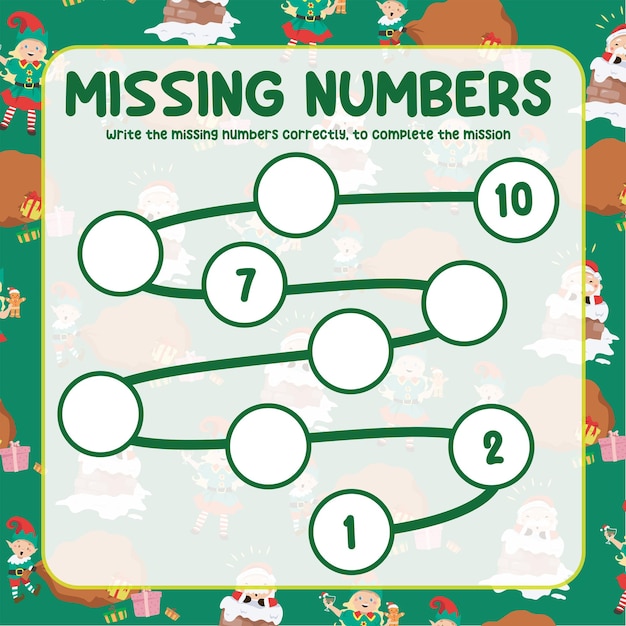 Missing numbers. Write the answer correctly. Educational printable math worksheet. Vector File
