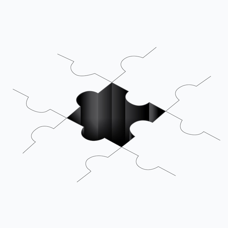 Vector missing puzzle element with isometric concept