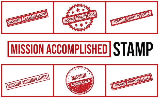 Vector mission accomplished rubber stamp set vector