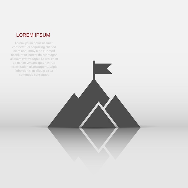 Mission champion icon in flat style Mountain vector illustration on white isolated background Leadership business concept