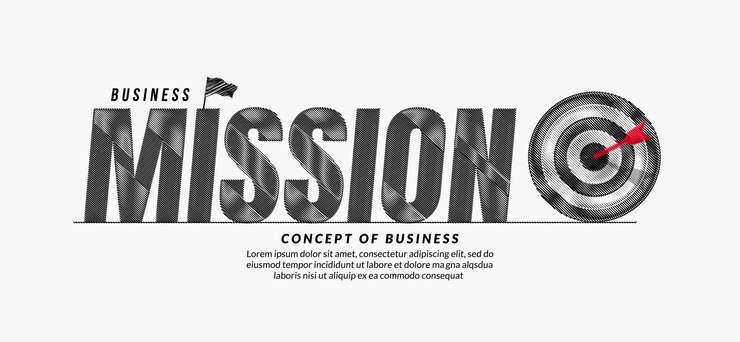 Vector mission scribble text design background business target lettering typography concept