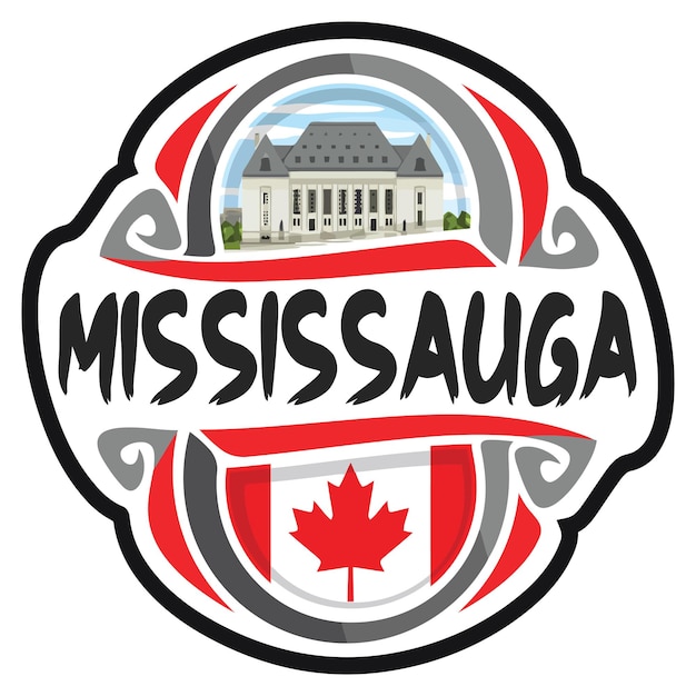 Mississauga Canada Vlag Reizen Souvenir Sticker Skyline Landmark Logo Badge Stempel Zegel Embleem Eps