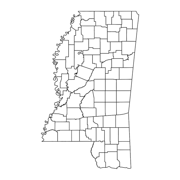 Vector mississippi state map with counties vector illustration