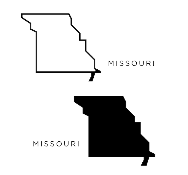 Стиль контура иконки города Миссури, штаты США, и плоские векторные силуэты