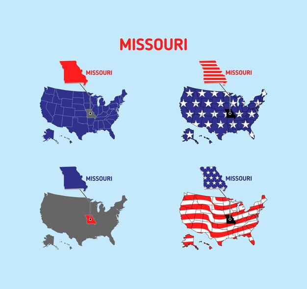 Missouri map with usa flag design illustration