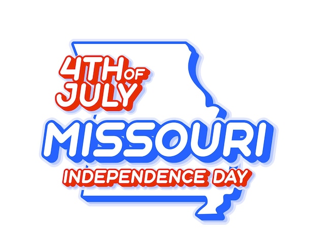 Missouri staat 4 juli Onafhankelijkheidsdag met kaart en Usa nationale kleur 3D-vorm van US