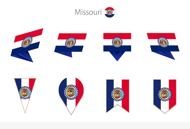 Missouri us state flag collezione otto versioni di bandiere vettoriali missouri