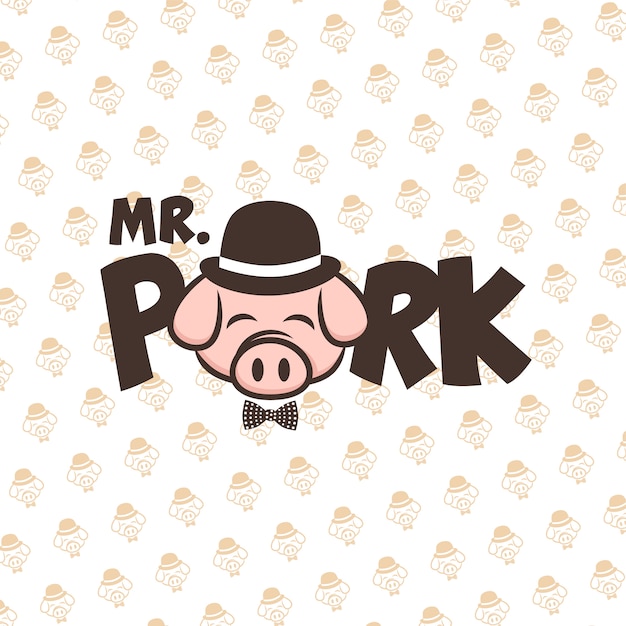 Mister pig pork bacon theme cartoon sign