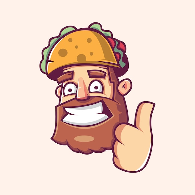 Mister taco met baard mascotte illustratie