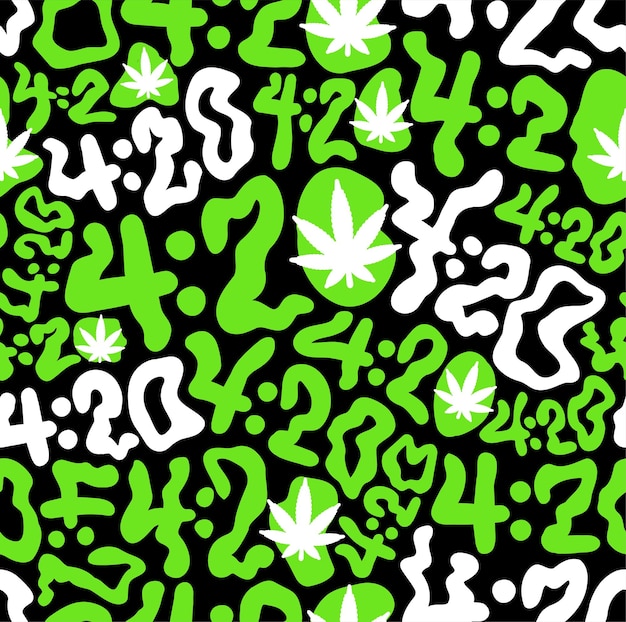 Misvormd golvend 420 nummer naadloos patroonbehangVector grafische karakterillustratie420 trippy beletteringwiedrastacannabismarihuana naadloos patroonbehang print concept