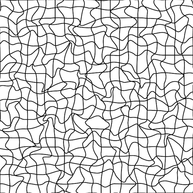 Misvormde mes raster verwarde doolhof vector achtergrond van verwarde lijnen draden concept vervorming mesh raster