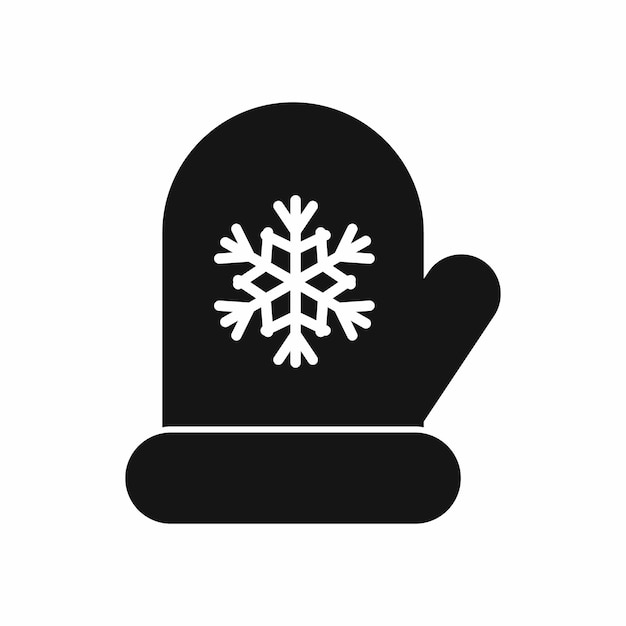 Mitten with white snowflake icon in simple style isolated vector illustration