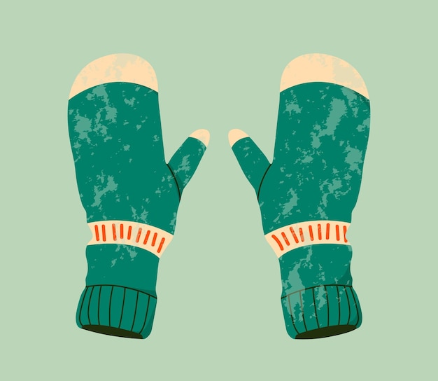 Mittens flat illustration Winter gloves and winter holiday concept